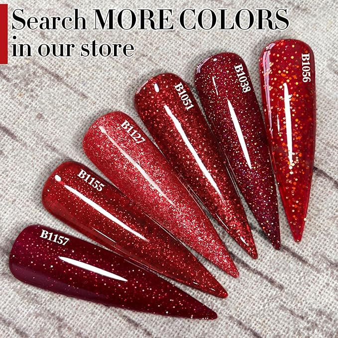 Double Rhythm 15ML Glitter Gel Polish Shimmer Reflective Holographic Color Magnetic for Nail Art Salon DIY at Home (Cherry Red-B1051)