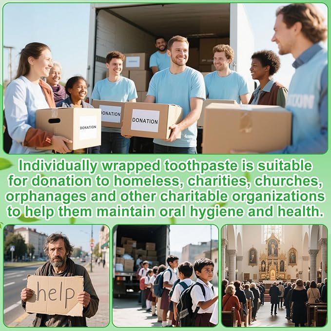 Travel Toothpaste Bulk, 10g/0.35oz White Disposable Toothpaste Suitable for Hotels, Camping, Guests, Homeless People, and Charitable Organizations (100-PACK)
