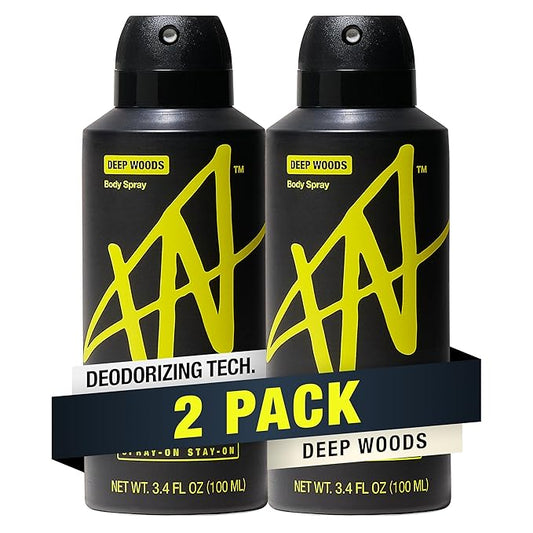 Jake Paul Deep Woods Body Spray for Men By W, Odor Blocking Body Deodorant, Long Lasting Protection, 3.4 fl oz (Pack of 2)