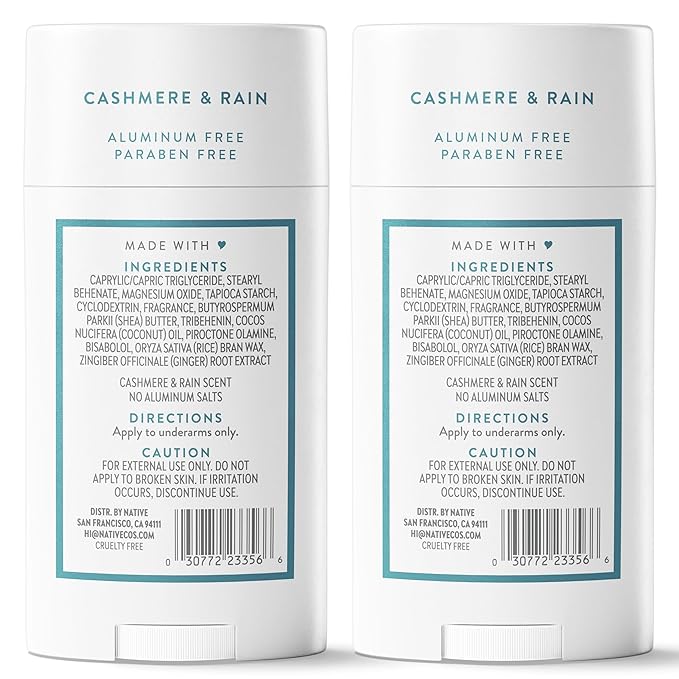 Native Cashmere & Rain Twin Deodorant Bundle Pack 2 x 2.3 oz