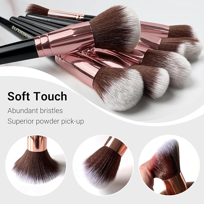 Makeup Brush 15Pcs Eye And Face Professional Makeup Brush Set, makeup brushes with lash comb, Makeup Brushes soft makeup brushes set, Eye Shadow Brush With Storage Bag and 5 beauty eggs