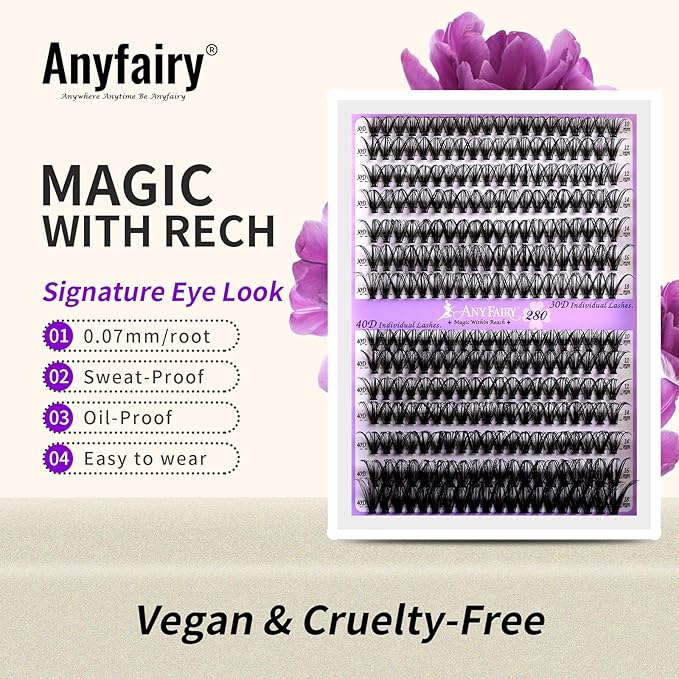 Lash Clusters Wispy Eyelash Clusters 280pcs 10-18mm Cluster Eyelash Extensions 30D 40D Individual Lashes for Self Application （Sylph 30D&40D, 0.07D）