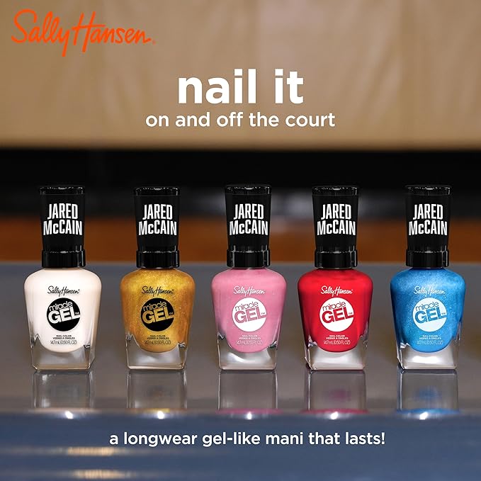 Sally Hansen Miracle Gel™ x Jared McCain, Rookie Red, Long Lasting, Gel-Like Formula, No UV Lamp Needed, Red Nail Polish