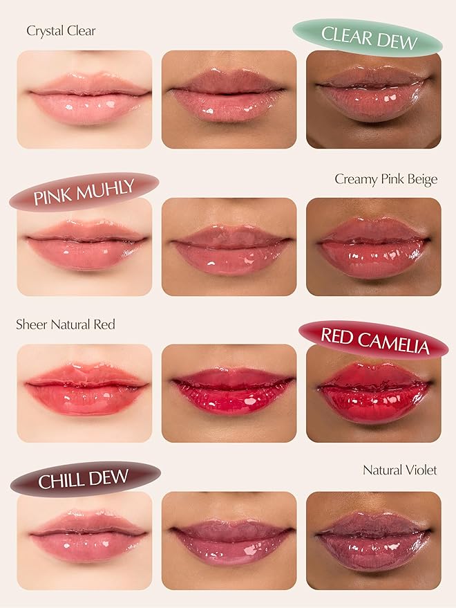 Natural Bloom Korean Lip Oil Serum 0.14 fl oz | Moisturizing Lip Booster Plumping Oil Tint Serum Enriched w/Camellia & Safflower Oils | Non-Irritating Color Changing Lip Oil (Red Camelia)