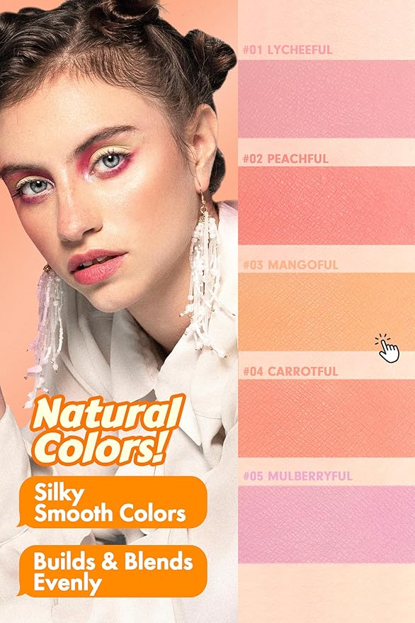 Cheerful Blusher | Yellow Orange Blush for Cheeks (03 Mangoful) 14 Oz