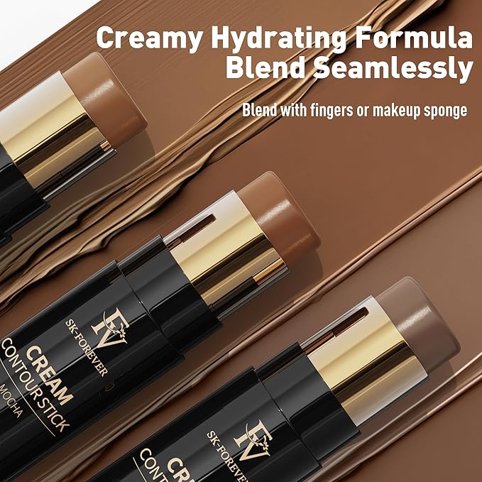 FV Contour Stick, Highly Pigmented & Blendable Cream Contour Bronzer Makeup, Long Lasting & Waterproof, for a Naturally Sculpted Look, Beginner Friendly, 04 Light Amber