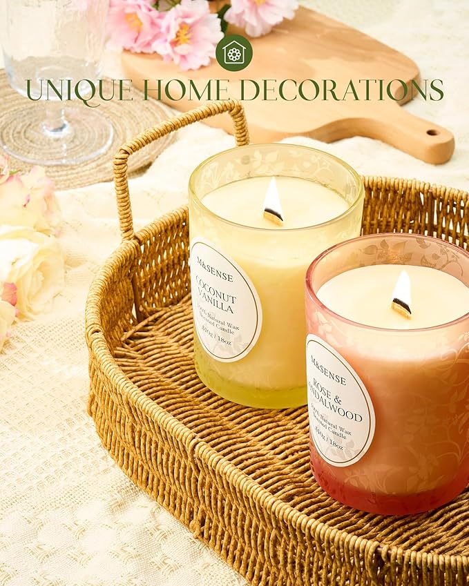 M&SENSE Sage Citrus Soy Candle, Cracking Wooden Wick 18oz 100 Hours Long Lasting Clean Burn, Large Jar Winter Aromatherapy Candle for Home Decor, Non-Toxic Relaxing Gifts for Women
