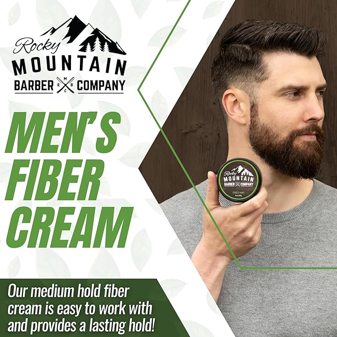 Men’s Fiber Hair Cream - Classic Hair Styling Product with Medium Hold & Shine for Modern and Classic Hairstyles - No Artificial Fragrance - For All Hair Types - Easy to Wash Out - 4 oz