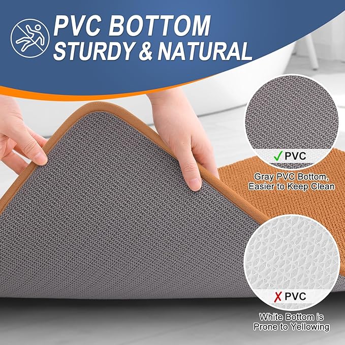 OLANLY Thick Memory Foam Bath Mat Rug 44x24, Extra Soft Absorbent Bathroom Rug, Quick Dry Bath Mats, Non-Slip, Machine Washable Carpet for Bathroom, Tub and Shower, Home Decor Accessories, Clay