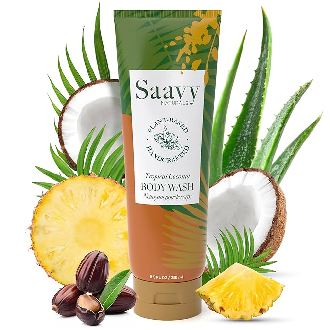 Saavy Naturals Body Cream Tropical Coconut Plant-Based Ingredients| Made In USA | Absorbent Shea Butter Vegan Formula, Thick and Creamy Body Moisturizer, Body Lotion for Dry Skin- 8.5 Fl Oz, 2 Pack
