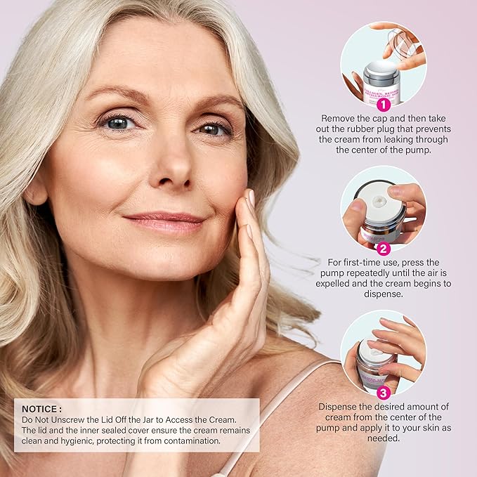 Face Moisturizer for Aging Skin: Wrinkle Cream for Older Women and Men 50 and 60 plus with Retinol, Collagen and Hyaluronic Acid – Facial Moisturizer for Mature Skin, 1.7 fl. Oz (Medium, Lavender)