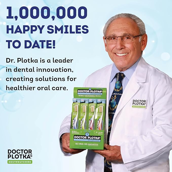 MOUTHWATCHERS Soft Flossing Manual Toothbrush for Adults, 2 Pack, Ultra Clean, Good for Sensitive Teeth and Gums, by Dr. Plotka's, Colors May Vary