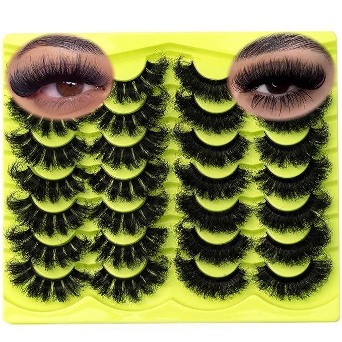 Mink Lashes Fluffy 20mm Stirps Lash 2 Styles Mixed Volume False Eyelashes 14 Pairs 8D Cat Eye Lashes D Curl Dramatic Soft Eyelash 25mm Big Long Lash Pack That Look Like Extensions