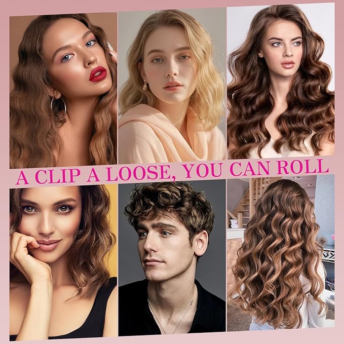 Waver Curling Iron Hair Crimper 1.25 Inch Crimper Hairs Tool with Ceramic 3 Barrel Ionic Deep Hair Waver for Women Hairs Curler for Long & Short, Easy to Use, Dual Voltage, Anti-Scald (Pink)