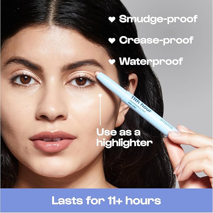 ALLEYOOP 11th Hour Waterproof Cream Eyeshadow Stick – Long-Lasting Eye Shadow Pencil & Eyeliner, Cream to Powder Stick & Highlighter – Smudge-Proof Eyeshadow Shimmer, Champagne Shimmer