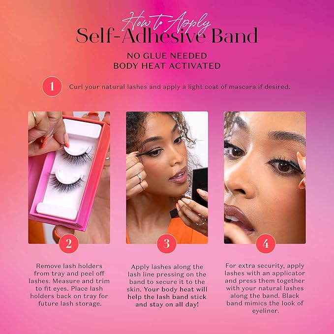 Lilly Lashes 3D Self Adhesive Eyelashes, No Lash Glue Needed, Body Heat Activated Press on Lashes, Reusable Self Adhesive Eyelashes Up to 5x, Easy to Apply & Remove (TrendSetter)