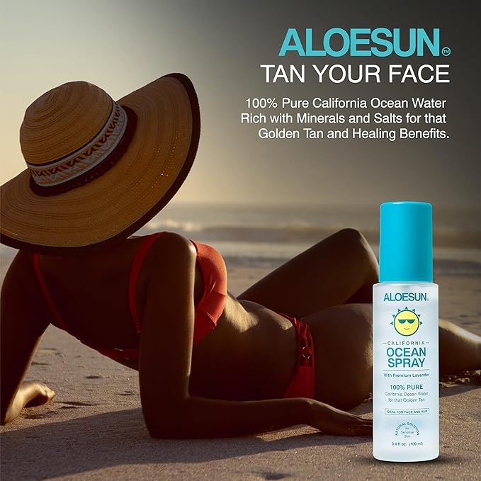 Ocean Spray | Pure California Sea Salt Water Face Mist Infused with Organic Lavender Essential Oil for Tanning | Hair and Scalp Exfoliating Solution | Acne Treatment | Travel Size 3.4 Fl Oz