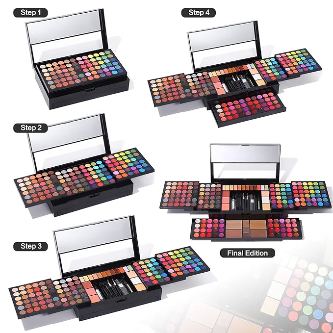 Professional All in One Makeup Kit for Women Full Kit,186 Colors Make Up Palette Valentine Gift Set, Including Eyeshadow,Lip Gloss,Concealer,Highlighter,Contour,Brow Powder,Mascara,Blush & Brush