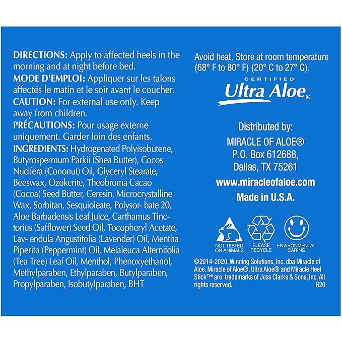 Heel Balm for Dry Cracked Feet – Miracle Heel Stick with Foot Repair Cream – Repairs Dry, Cracked Heels & Feet – Ultra Aloe Formula Moisturizes, Softens & Restores – Ideal for All Ages