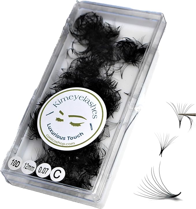 10D - 0.07 C and D Curl 1000 Premade volume fans loose Fans, Handmade eyelash extensions supplies Russian volume lash promade fan (10D - 0.07 - Curl D, 11mm)