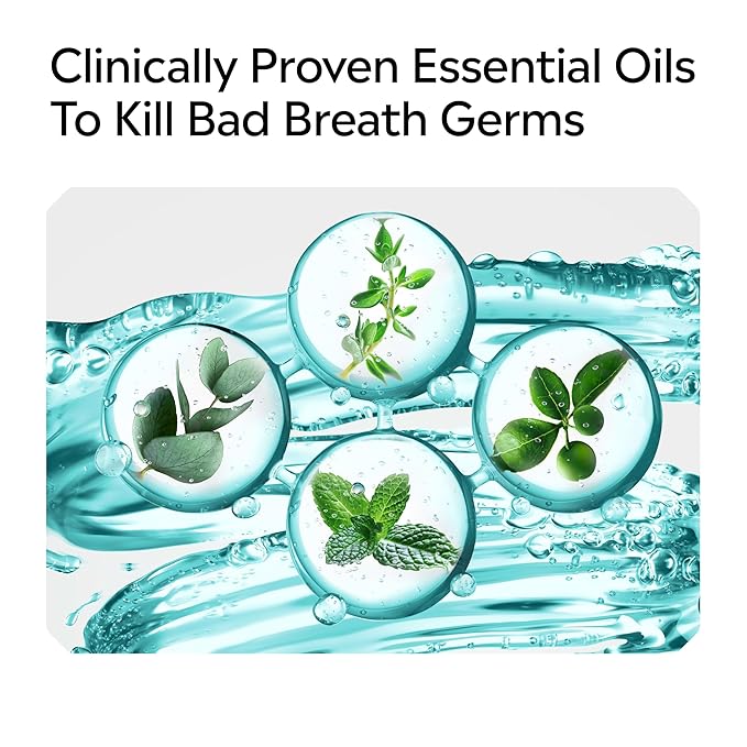 Listerine Cool Mint Alcohol-Free Mild Mouthwash, Oral Rinse Kills 99.9% of Germs That Cause Bad Breath, Less Intense Taste, Mild Mint Flavor, 1.5 L