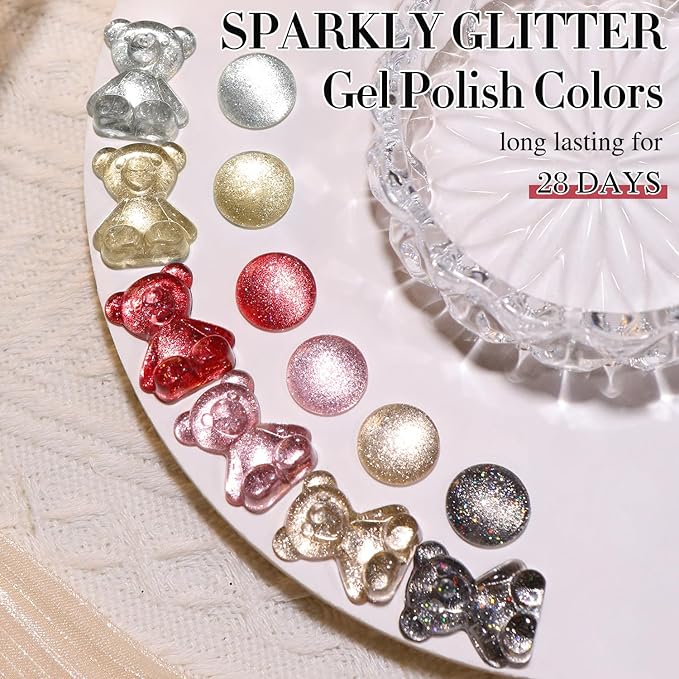 Double Rhythm 15ML Glitter Gel Polish 0.5Oz Shimmer Reflective Color for Nail Art Salon DIY at Home (Cat Eye Silver-MC1085)