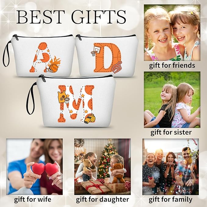 ARIOSEY Basketball Gifts Monogrammed Cosmetic Travel Makeup Bag Basketball Accessories Purse Graduation Birthday Gifts for Girls Coaches Daughters Team Friend Mom Player,Christmas-M