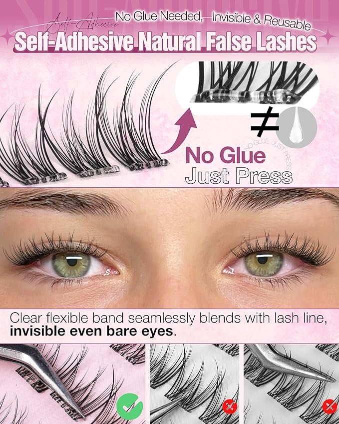 Self Adhesive Eyelashes Natural Self Adhesive Lash Clusters Short Wispy Eyelash Clusters Fairy Cluster Eyelash extensions Pre-glued Individual Lashes Clusters pestañas postizas naturales by Delyneph