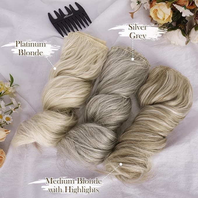 BARSDAR Short Wavy Clip-in Hair Extensions - 12 Inch Blonde - 6PCs Thick Soft Synthetic Clip-in Hairpieces - Daily Use - Light Blonde