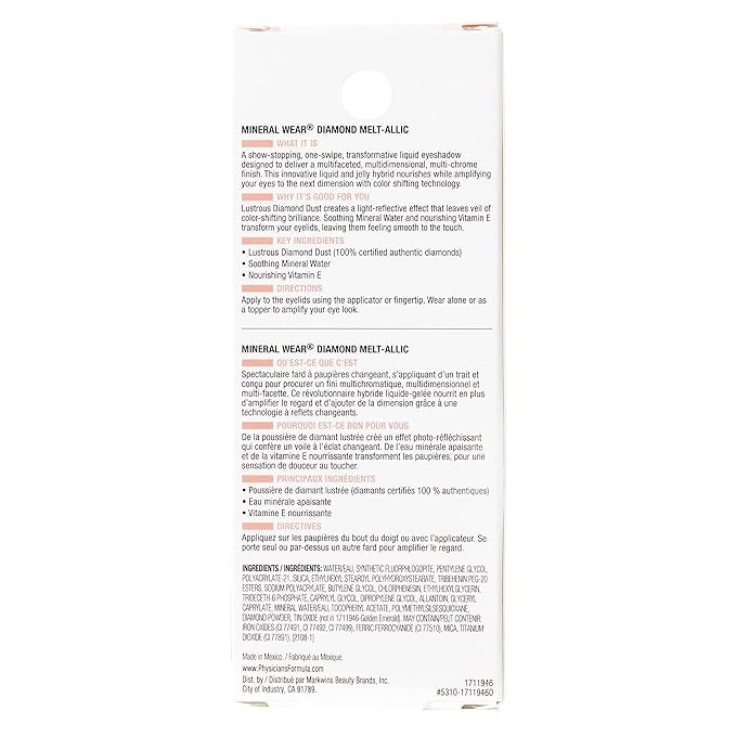 Cream Eyeshadow By Physicians Formula Mineral Wear Diamond Liquid Eyeshadow Metallic Shimmer, Golden Emerald Green