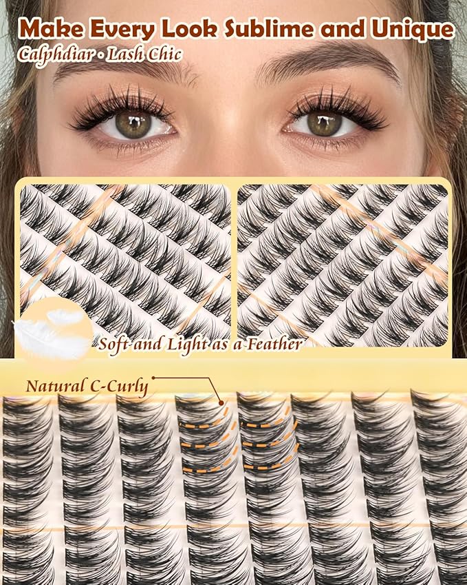 Wispy Lash Clusters 8-12mm Natural Eyelash Clusters 192PCS Individual Lashes Clusters Soft Cluster Eyelash Extensions C-Curly Cluster Lashes for Doll Eye Lash Extension for Beginners