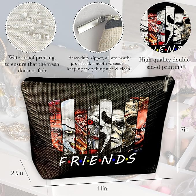 CLHHM Friends Tv Show Merchandise Makeup Bag Horror Movie Gifts for Women Horror Movie Merch Zipper Pouch Bag for Fans Gifts Movie Lover