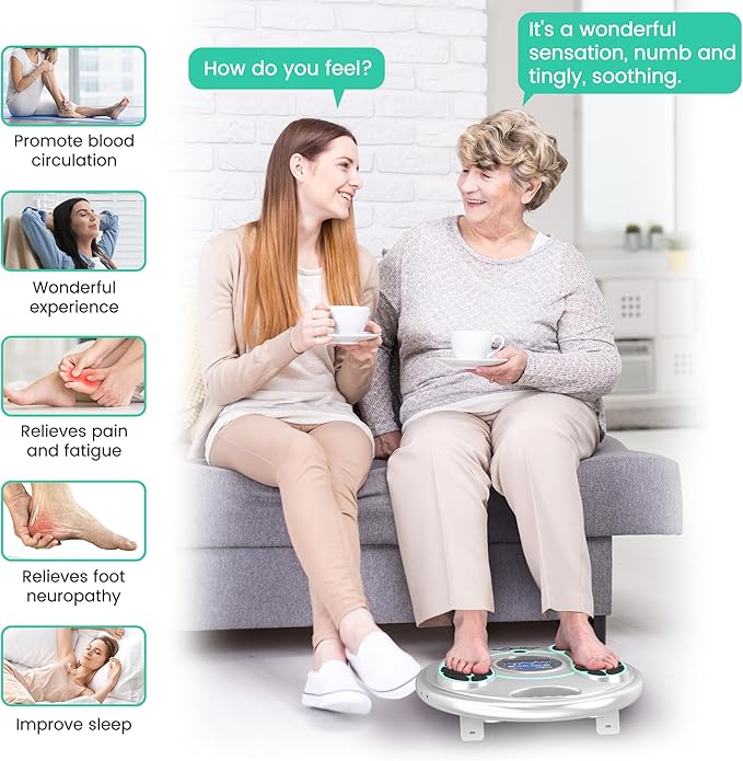 Creliver EMS Foot Massager for Neuropathy, NMES Foot Stmulator with 25 Modes 99 Intensities, Feet Circulation Stimulator for Neuropathy, Plantar Fasciitis, Gifts for Mom Dad, Green