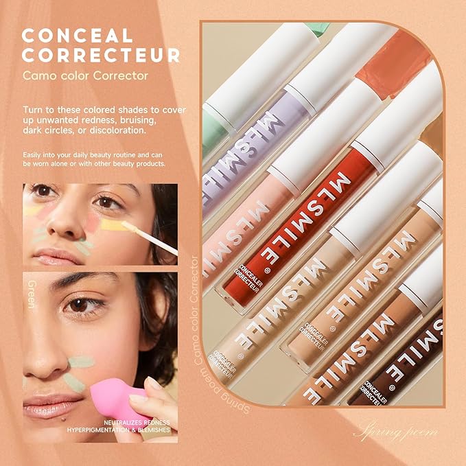 Color Liquid Conceal Contour Foundation, Waterproof 8 Colors Tone, 07