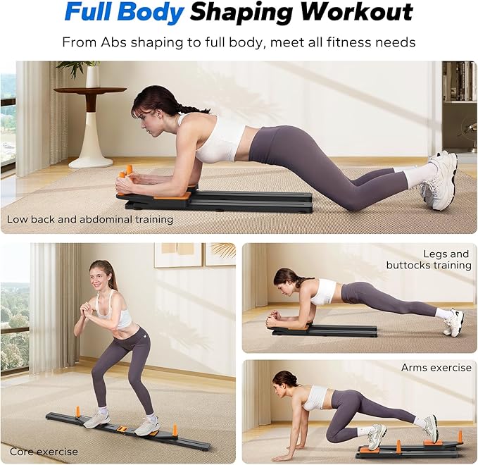 MERACH Pilates Board, Multifunctional Abdominal Plate, Detachable Ab Trainer Machine with Anti-Slip Design, Portable Pilates Reformer for Core Workouts, Home Gym Equipment for Women
