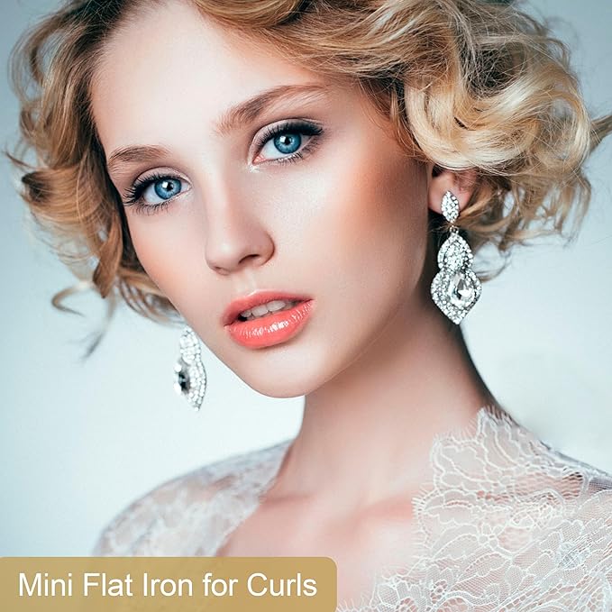 ANGENIL Pro Titanium Ceramic Ultra Mini Flat Iron for Short Hair,0.7 Inch Dual Voltage Travel Size Small Flat Iron,Suitable for Short Hair, Bangs, and Fine,20S Fast Heating 3 Temp (280℉- 320℉ -380℉)
