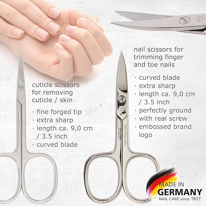 3 Swords Germany - brand quality 8 piece manicure pedicure grooming kit set synthetic leather case blue - Made in Germany