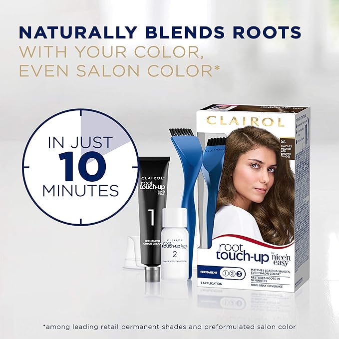 Clairol Root Touch-Up by Nice'n Easy Permanent Hair Dye, 4G Dark Golden Brown Hair Color, Pack of 4