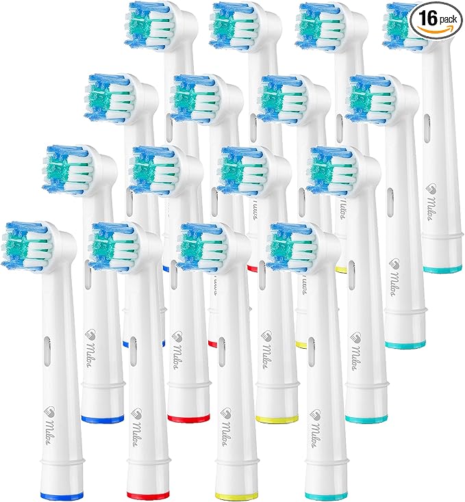 Toothbrush Head Compatible with Oral B - 16 Pack Milos Replacement Electric Toothbrush Heads Deep and Precise Cleaning Brush Heads Toothbrush Heads Compatible with Oral B Braun