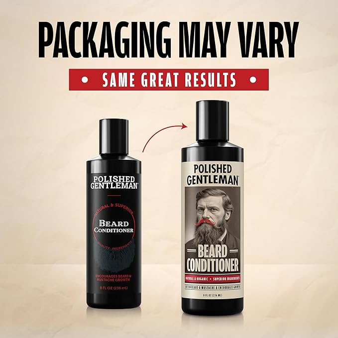 Polished Gentleman Men's Beard Conditioner for Thickener Facial Hair, Made with Tea Tree, Growth Oil and Mustache Softener, Natural Moustache Conditioner and Moisturizer (8 oz)