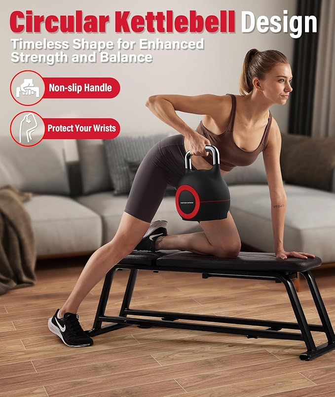 Adjustable Kettlebell 7 Weight Options Set (5-44LBs) Circular