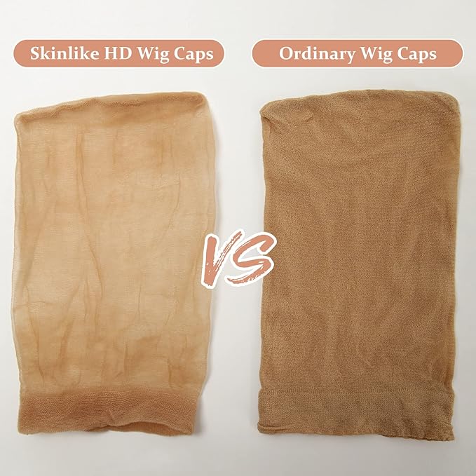 BEEOS Skinlike Real HD Wig Caps, 12 Pieces Ultra-thin Invisible and Breathable Stretchy Stocking Sheer Caps for Women Lace Front Wig
