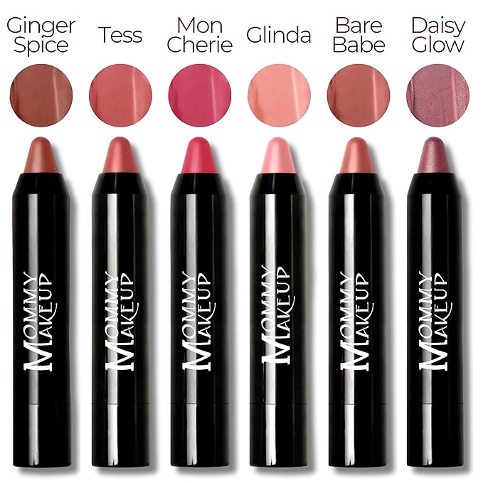 Mommy Makeup Triple Sticks Lipstick, Cream Blush & Treatment All-In-One with Shea & Cocoa Butter - Soft & Creamy Moisturizing Lip Crayon For Lips & Cheeks (Bare Babe)