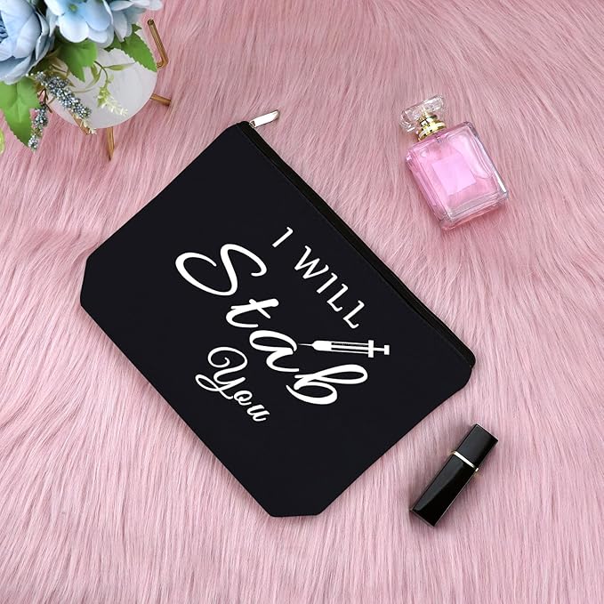 Sfodiary Nurse Appreciation Gift Makeup Bag Nurse Practitioner Gifts Birthday Graduation Presents for Nursing Student Cosmetic Bag Nursing School Christmas for Her Travel Cosmetic Pouch（Black）