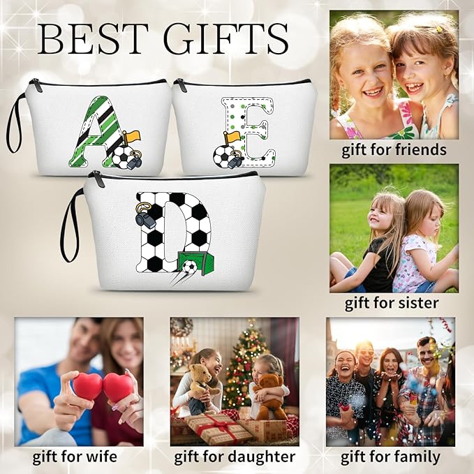 ARIOSEY Soccer Gifts Personalized Soccer Ball Cosmetic Bag for Purse Birthday Inspirational Gifts for Girls Women Team Coach Mom Stuff Travel Organizer-D