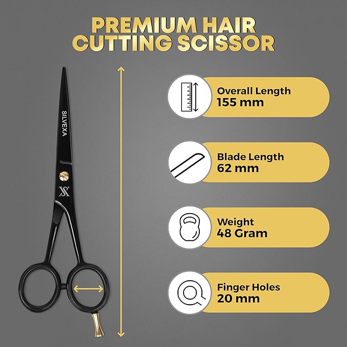 Barber Hair cutting scissors 420C Stainless Steel Hair scissor Sharp Razor edge premium shears for hair cutting for salon and home (6")