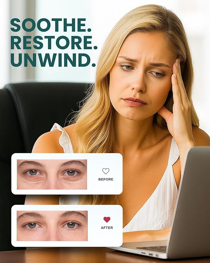 Neat Sunday Heated Eye Mask - Cordless Eye Mask for Dry & Tired Eyes - 4 Adjustable Temperature Settings - Rechargeable and Light Blocking, Washable Cover for Cleaning (Sunset Rose)