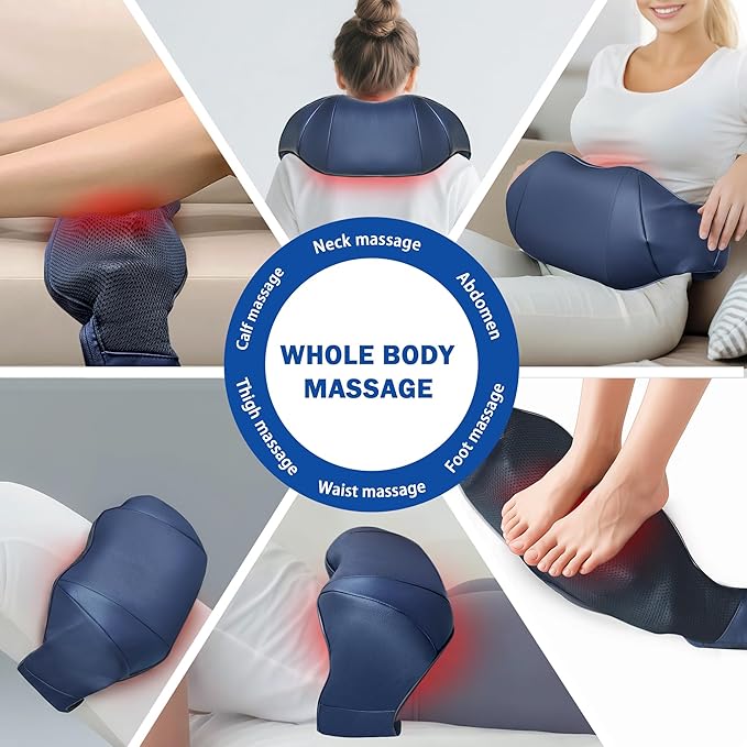 Joyset Shiatsu Neck and Back Massager with Heat,Electric Shoulder Massager for Pain Relief Deep Tissue,3D Kneading Massage with Cloth Cover Easy to Clean (Blue)