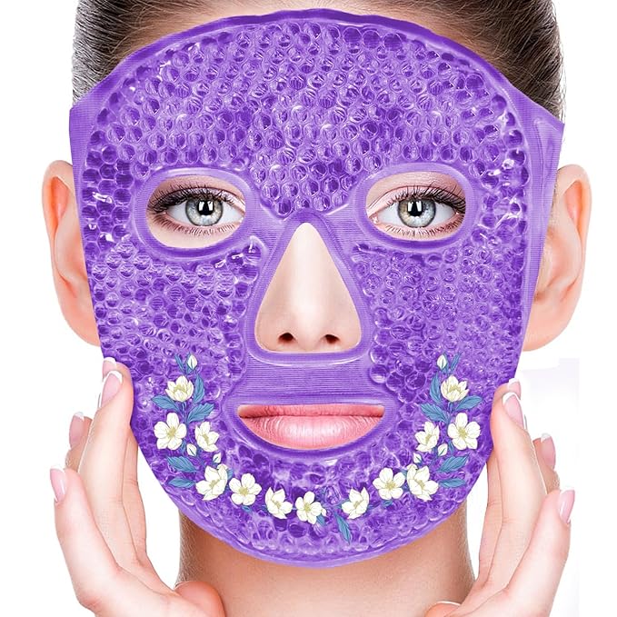 CONBELLA Cold Face Eye Masks Ice Face Mask Hot Cold Compress For Dark Circles, Puffiness, Migraines, Headache, Stress, Redness, Cooling Face Masks For Women Man, Skin Care