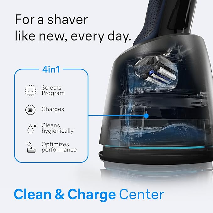 Braun Electric Razor for Men Series 6 with Precision Trimmer, Extra Shaver Head, 4-in-1 Clean & Charge Center, Travel Case, S6 6177ps